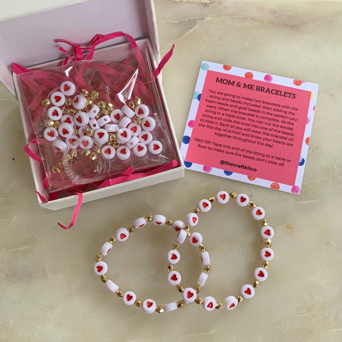 Mom & Me Bracelet Kit- Red Hearts